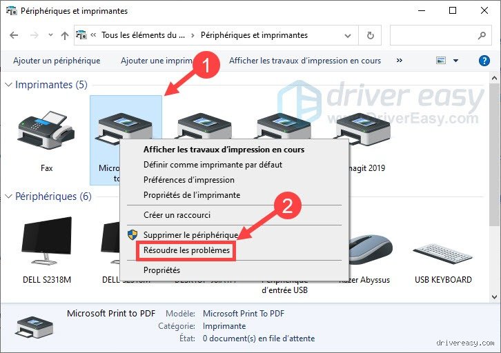 Où trouver le pilote de l'imprimante sur mon ordinateur ?