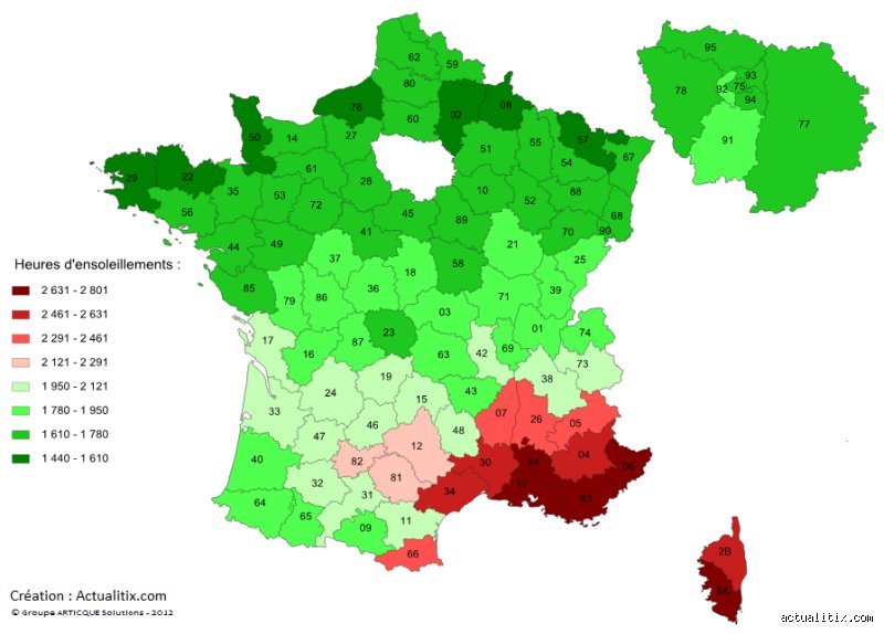 Quel est le département français le moins ensoleillé ? Analyse d'un record météorologique souvent mal compris