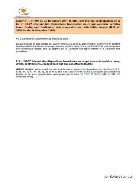 Quelle est la loi n° 39-07 du 27 décembre 2007 portant Code de procédure civile et administrative en Algérie ?
