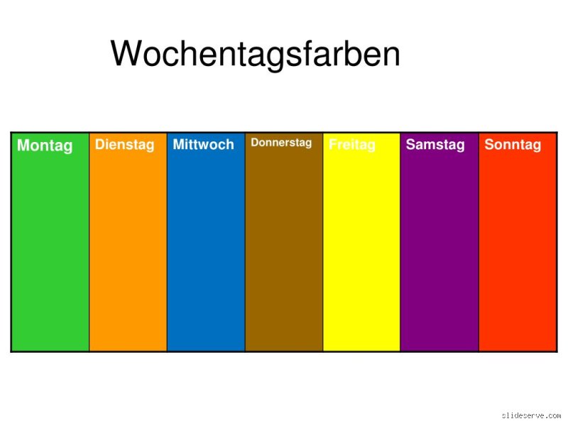 Welche Farbe hat der Mittwoch?