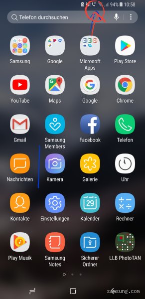 Wo finde ich das Zeichen bei Samsung?
