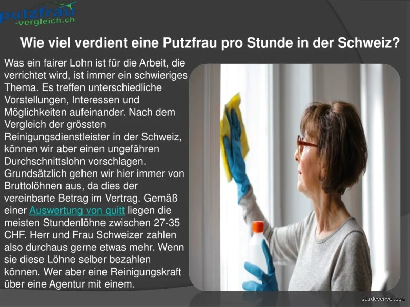 Wie viel verdient man als Putzfrau in der Schweiz im Monat?