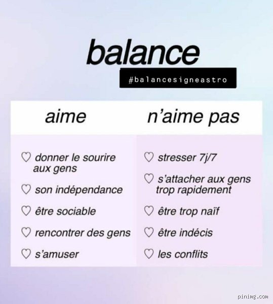 Qu'est-ce que la Balance n'aime pas ?