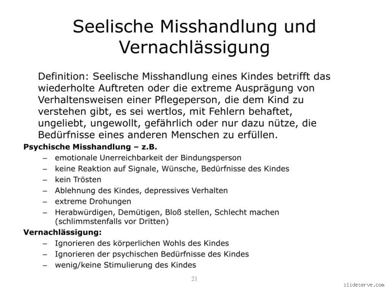 Was ist eine seelische Misshandlung?