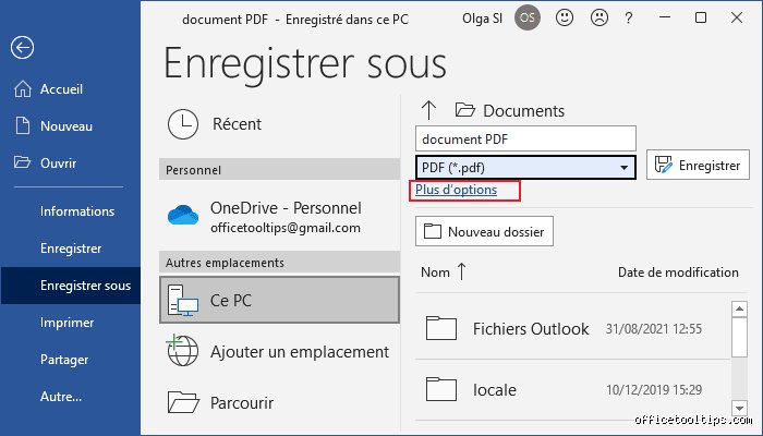 Comment enregistrer automatiquement en PDF ?