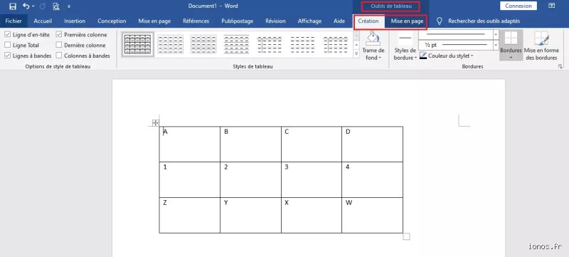 Comment faire la mise en forme d'un tableau dans Word ?