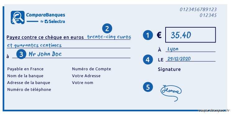 Comment remplir un chèque de 500 € ?
