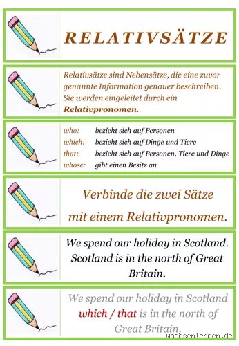 Was ist ein Relativsatz? Beispiele Englisch