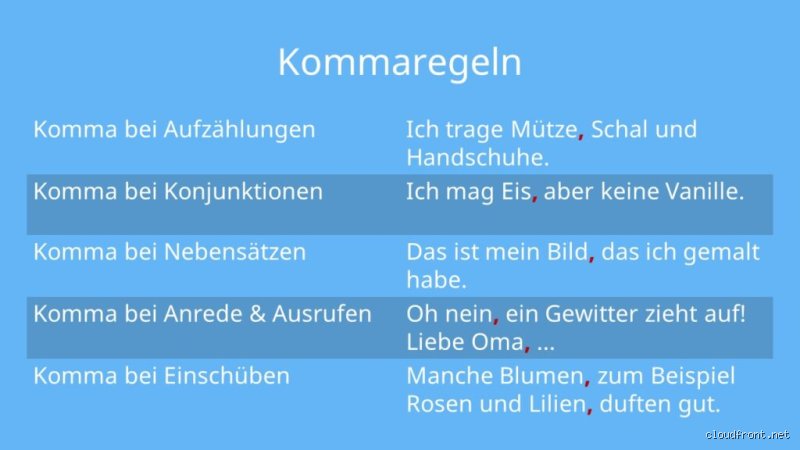 Welche Wörter ersetzen ein Komma?