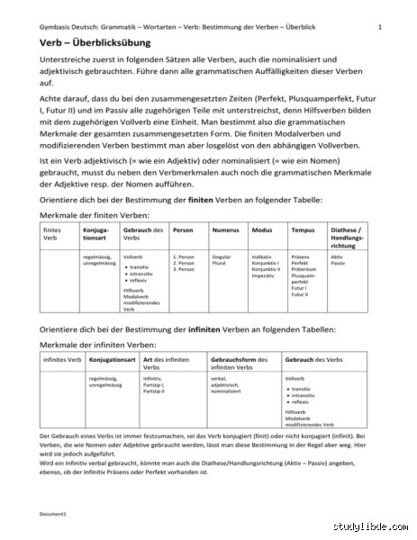 Wie kann man das Verb bestimmen?