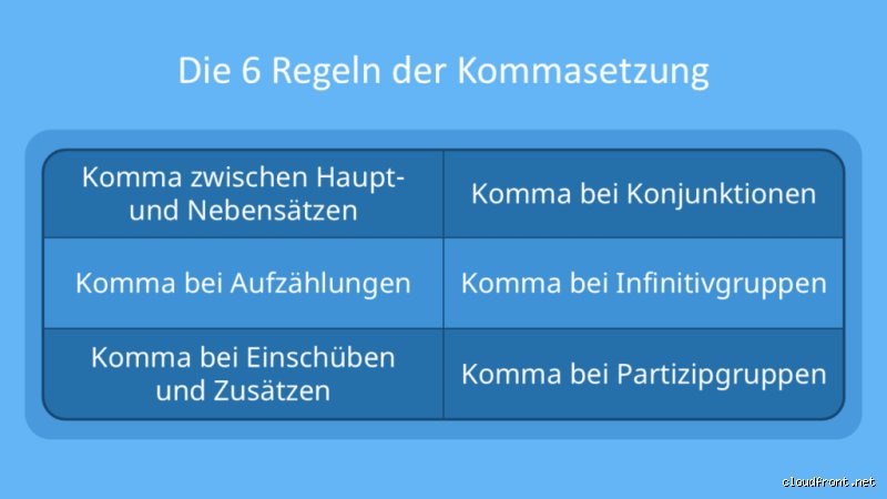 Wo kommt überall ein Komma?