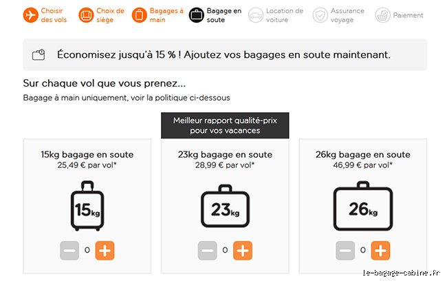 Quel prix bagage en soute ?