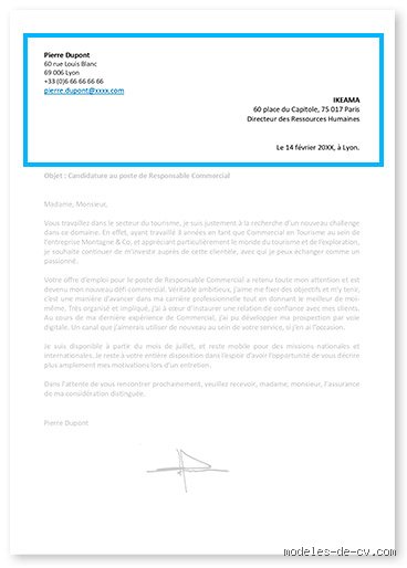 Comment faire l'En-tête d'une lettre de motivation ?