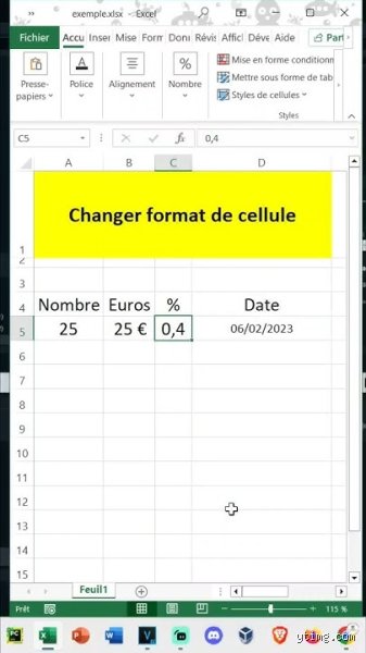 Comment changer le format d'une cellule ?