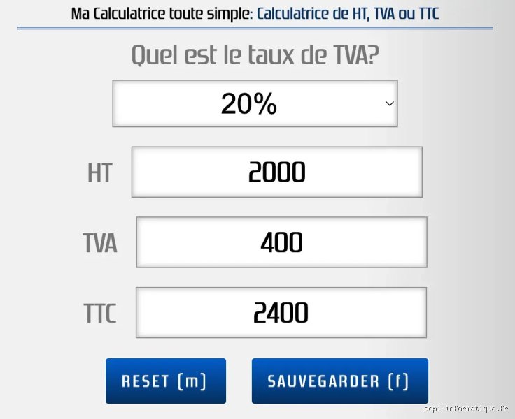 Comment calculer le prix hors taxe TVA 20 %