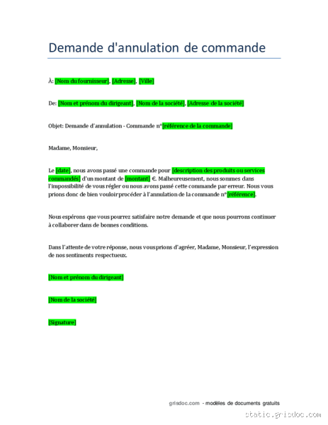 Comment demander l'annulation d'une commande ?