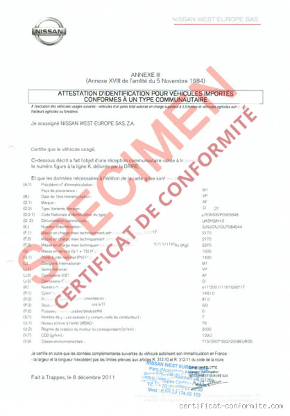 Comment obtenir un certificat de conformité d'un véhicule ?