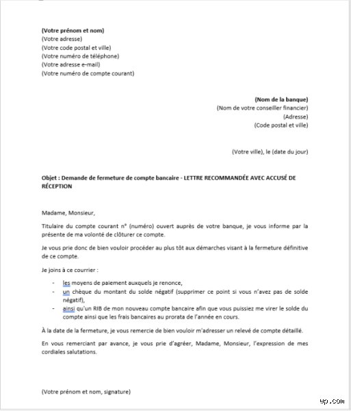 Quel document pour fermer un compte bancaire ?