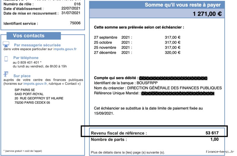 Quel est le revenu fiscal de référence pour la taxe foncière ?