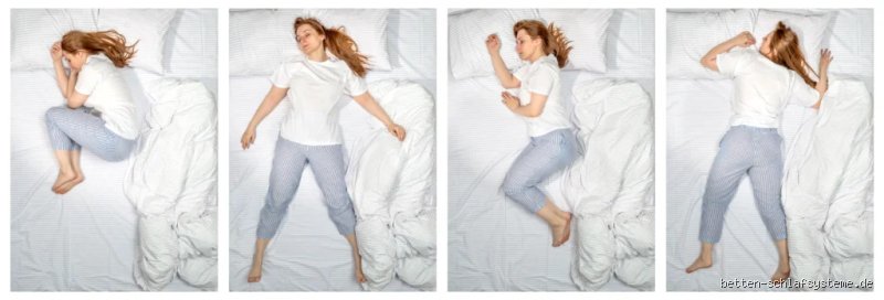 Auf welcher Seite schläft die Frau im Bett?