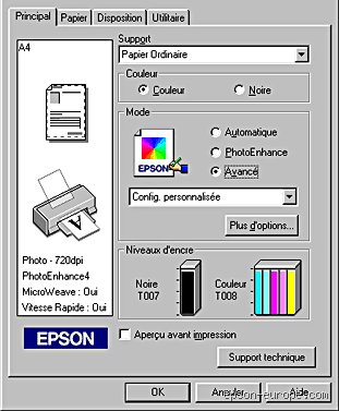 Comment accéder aux paramètres avancés de mon imprimante Epson ?