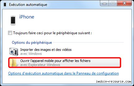 Comment ouvrir l'appareil mobile pour afficher les fichiers ?