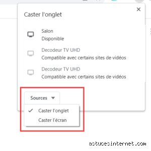 Pourquoi Caster n'apparaît pas sur Chrome ?