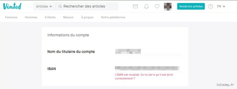 Pourquoi Vinted me met vrai nom invalide ?