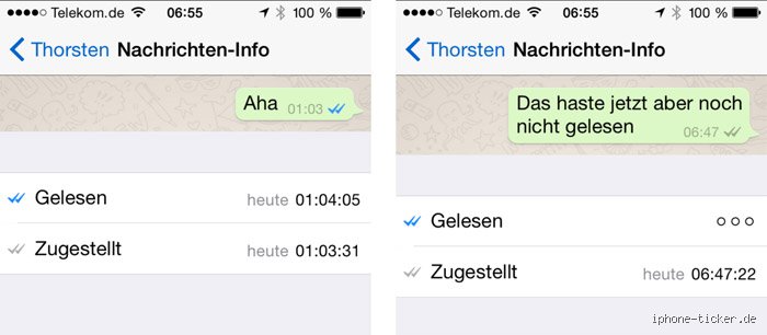 Wie sieht man ob die Nachricht gelesen wurde?