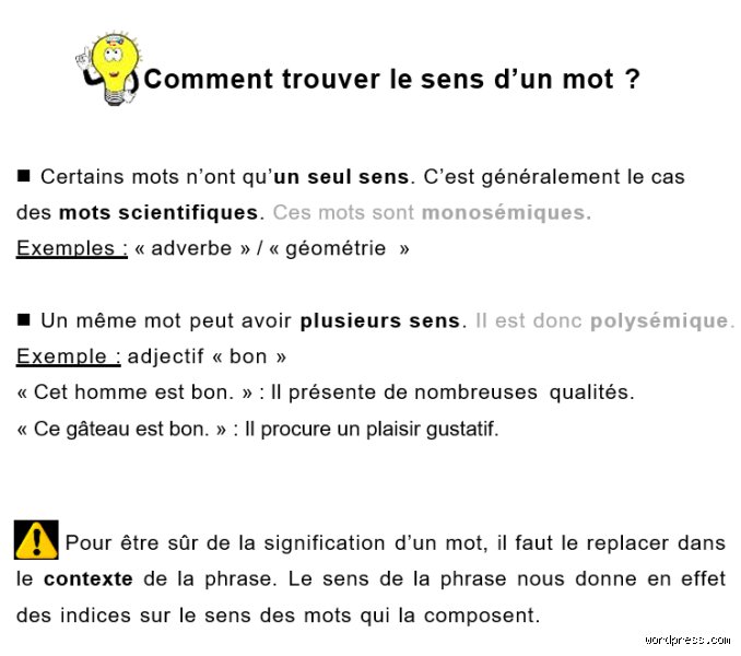 Comment s'appelle un mot qui a un seul sens ?