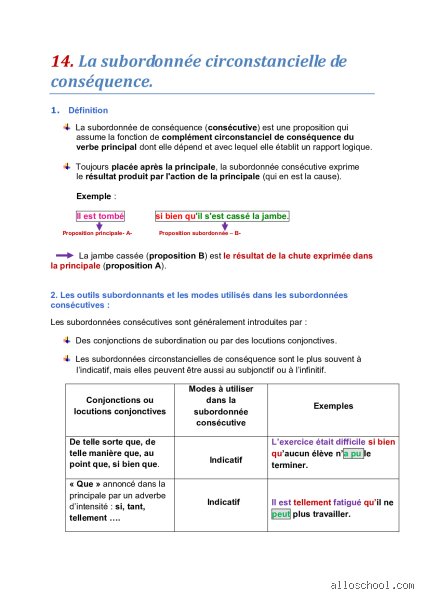 Quelles sont les subordonnées de conséquence ?