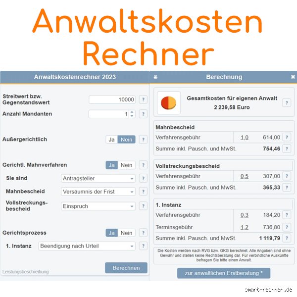 Wie hoch sind Anwaltskosten bei Streitwert?