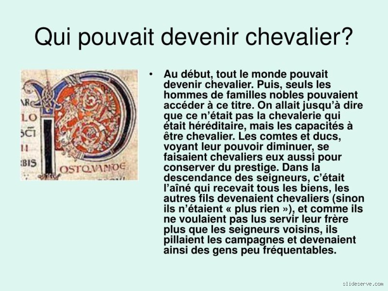 Qui peut devenir chevalier ?