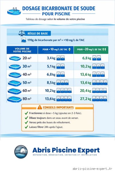 Quelle quantité de bicarbonate mettre dans une piscine pour retrouver une eau cristalline sans se ruiner ?