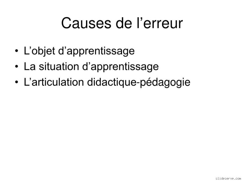 Quels sont les causes d'erreur ?