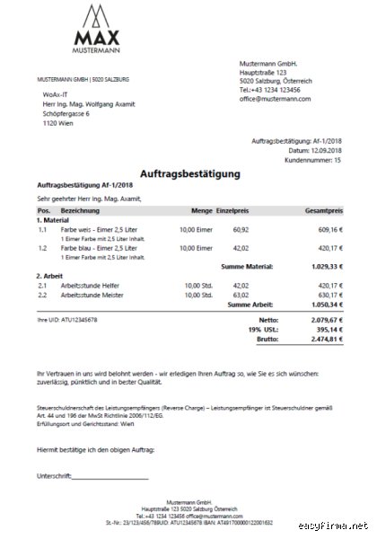 Wann ist eine Auftragsbestätigung gültig?