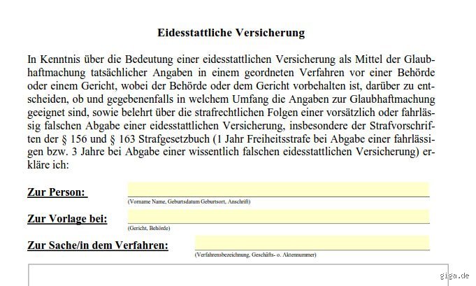 Was passiert, wenn man eine eidesstattliche Versicherung nicht unterschreibt?