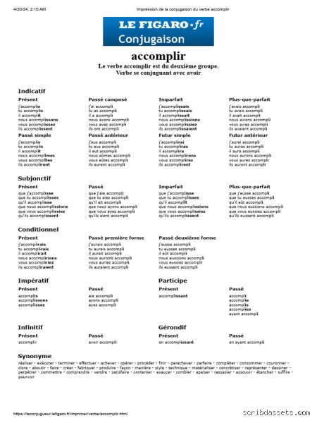 Comment conjuguer le verbe accomplir à l'imparfait ?