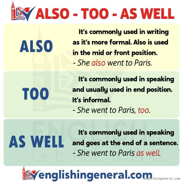 Quelle est la différence entre "also", "as well" et "too" ? Le guide ultime pour ne plus jamais hésiter en anglais