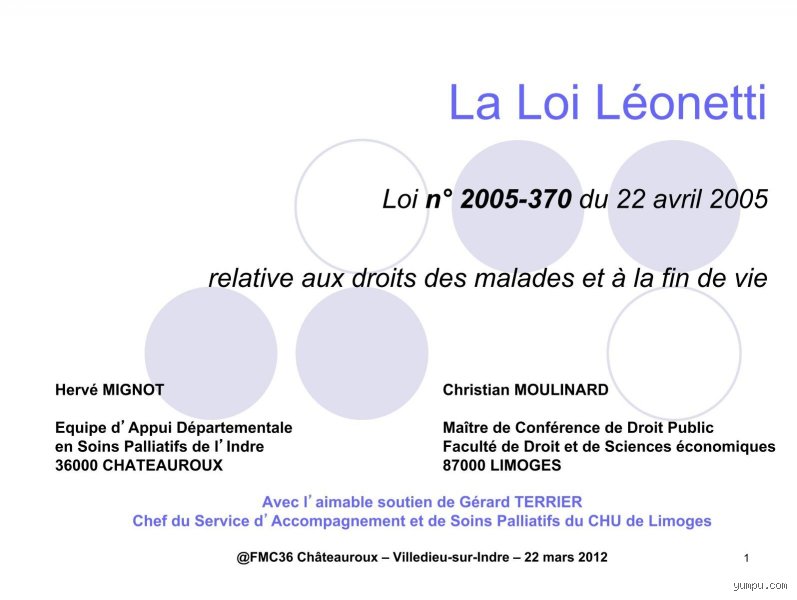 Quelle est la loi Leonetti ?