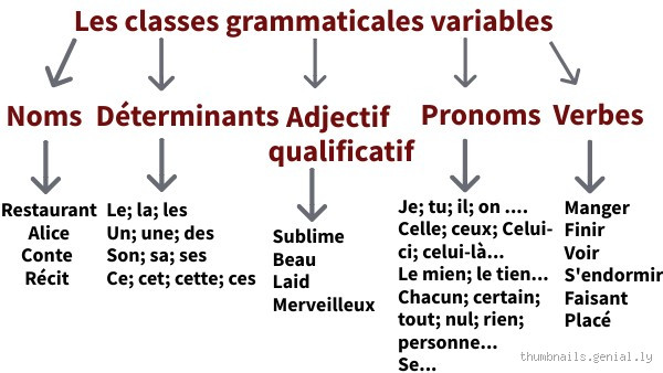 Quels sont les 8 classes grammaticales ?