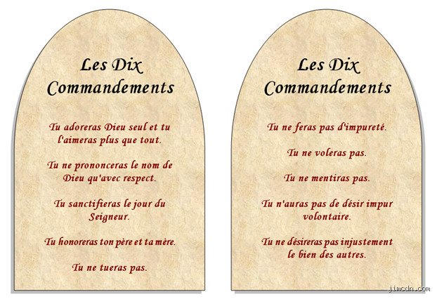 Quels sont les 12 commandements de Dieu ?