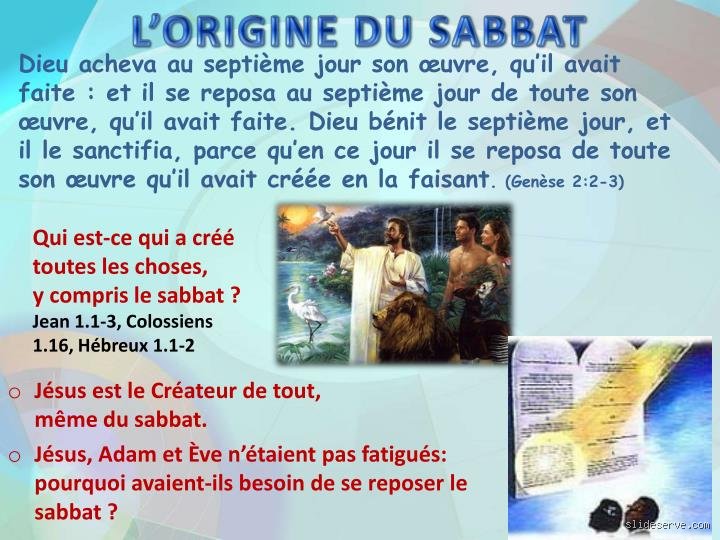 Quelle est l'origine du shabbat ?