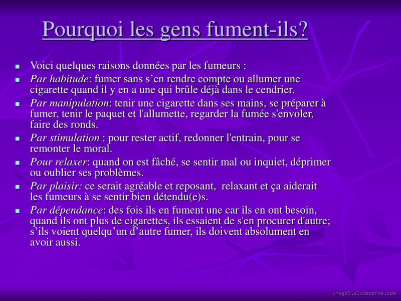 Quelles sont les raisons qui poussent les gens à fumer ?