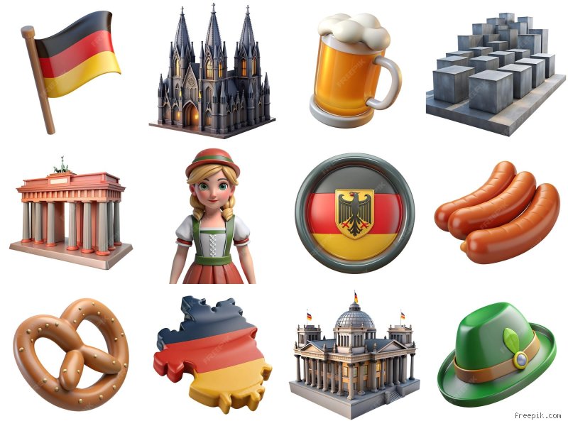 Welche Symbole stehen für Deutschland?