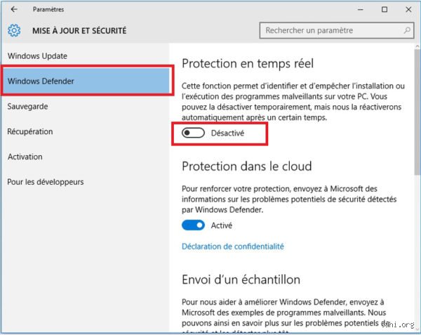 Comment savoir si Windows Defender est activé ?