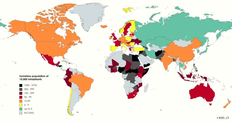 Quel est le pays au monde où l'on compte le moins de sans-abri ?