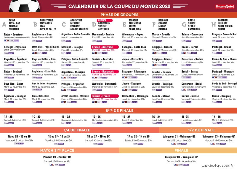 Quel est le calendrier de la Coupe du monde de football ?