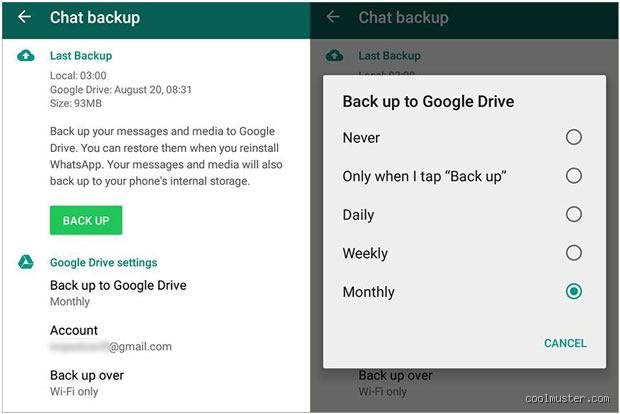 Wie lange werden WhatsApp Nachrichten auf Google Drive gespeichert?